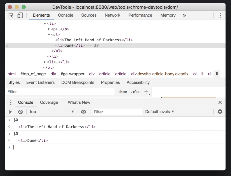 Chrome DevTools Elements panel overview